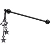 14G Black Planet Stars Dangle Industrial Barbell 38mm