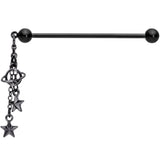 14G Black Planet Stars Dangle Industrial Barbell 38mm