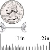 14G 9/16 Clear CZ Gem Fairy Leaf Barbell Nipple Ring Set