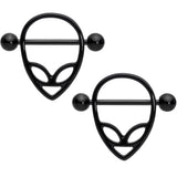 14G 3/4 Black UFO Alien Nipple Shield Set