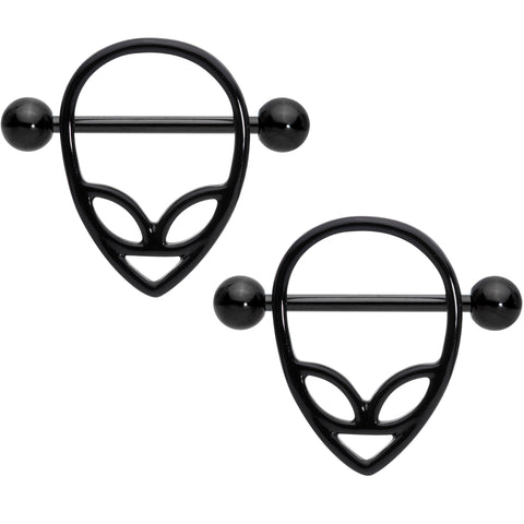 14G 3/4 Black UFO Alien Nipple Shield Set