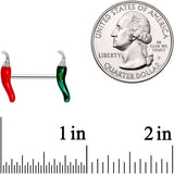 14G 5/8 Clear Gem Red Green Pepper Barbell Nipple Ring Set