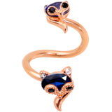 14G 1/2 Blue Gem Rose Gold Tone Animal Fox Spiral Twister Belly Ring