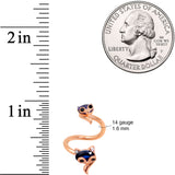 14G 1/2 Blue Gem Rose Gold Tone Animal Fox Spiral Twister Belly Ring