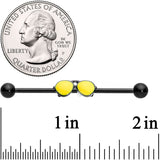 14G Black Yellow Aviator Sunglasses Industrial Barbell 38mm