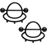 14G 13/16 Black Outer Space UFO Nipple Shield Set