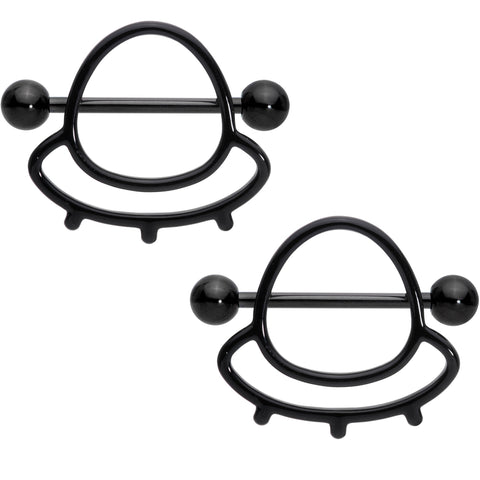 14G 13/16 Black Outer Space UFO Nipple Shield Set