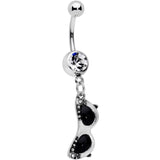 Clear Gem 50s Retro Summer Sunglasses Dangle Belly Ring