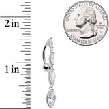 Clear CZ Gem Waterfall Dangle Top Mount Belly Ring