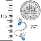 Aqua Faux Opal Butterfly Spiral Twister Belly Ring