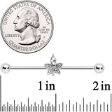 14G Clear Gem Beautiful Flower Industrial Barbell 38mm
