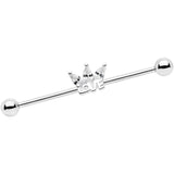 14G Clear Gem Crown of Love Industrial Barbell 38mm