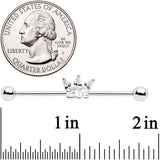 14G Clear Gem Crown of Love Industrial Barbell 38mm