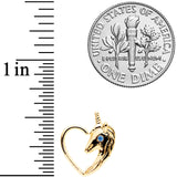 18G 5/16 Aqua Gem Gold Tone Unicorn Left Heart Closure Ring