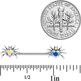 14G 9/16 Aurora Gem Sexy Heart Spider Barbell Nipple Ring Set