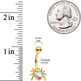 Aurora Gem Gold Tone Sexy Heart Spider Belly Ring