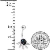 Black Faux Druzy Clear Gem Crest Belly Ring