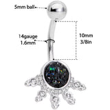 Black Faux Druzy Clear Gem Crest Belly Ring