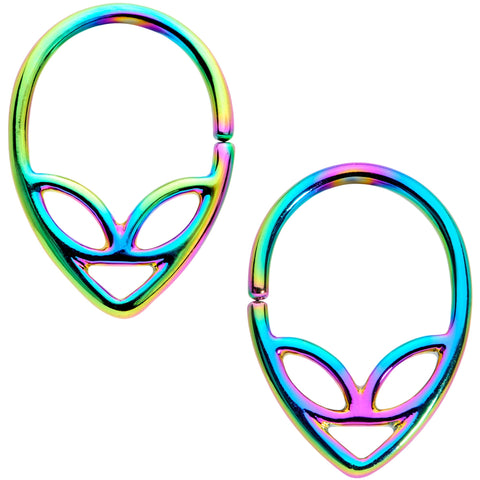 14G 1/2 Rainbow UFO Alien Nipple Ring Set