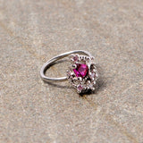 20G 5/16 Clear Pink Gem Crescent Moon Star Nose Hoop