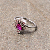 20G 5/16 Clear Pink Gem Crescent Moon Star Nose Hoop