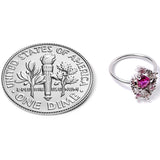 20G 5/16 Clear Pink Gem Crescent Moon Star Nose Hoop