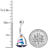 Black Gem White Pink Teal Nautical Sailboat Belly Ring