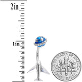 Clear Gem Blue World Traveler Airplane Double Mount Belly Ring