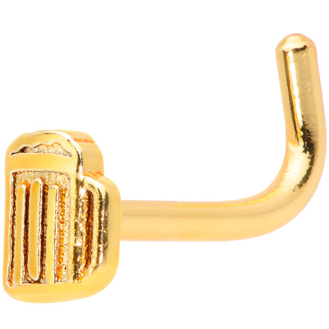 18G 5/16 Gold Tone Happy Hour Beer Mug L Shaped Nose Ring