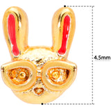 18G 5/16 Pink Gold Tone Nerdy Easter Bunny L Shaped Nose Ring
