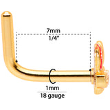 18G 5/16 Pink Gold Tone Nerdy Easter Bunny L Shaped Nose Ring