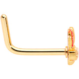 20G 5/16 Pink Gold Tone Nerdy Easter Bunny L Shaped Nose Ring