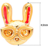 20G 5/16 Pink Gold Tone Nerdy Easter Bunny L Shaped Nose Ring