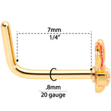 20G 5/16 Pink Gold Tone Nerdy Easter Bunny L Shaped Nose Ring