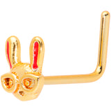 22G 5/16 Pink Gold Tone Nerdy Easter Bunny L Shaped Nose Ring