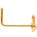 22G 5/16 Pink Gold Tone Nerdy Easter Bunny L Shaped Nose Ring