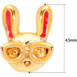 22G 5/16 Pink Gold Tone Nerdy Easter Bunny L Shaped Nose Ring