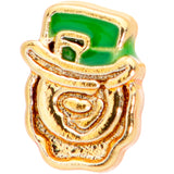 18G 5/16 Green Gold Tone Lucky Leprechaun L Shaped Nose Ring