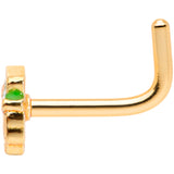 18G 5/16 Green Gold Tone Lucky Leprechaun L Shaped Nose Ring