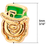 20G 5/16 Green Gold Tone Lucky Leprechaun L Shaped Nose Ring