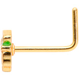 22G 5/16 Green Gold Tone Lucky Leprechaun L Shaped Nose Ring
