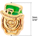 22G 5/16 Green Gold Tone Lucky Leprechaun L Shaped Nose Ring