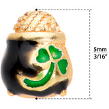 18G 5/16 Gold Tone St Patricks Day Pot O Gold L Shaped Nose Ring