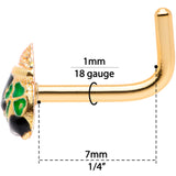 18G 5/16 Gold Tone St Patricks Day Pot O Gold L Shaped Nose Ring