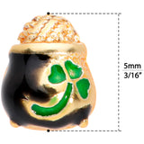 20G 5/16 Gold Tone St Patricks Day Pot O Gold L Shaped Nose Ring