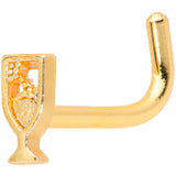 18G 5/16 Gold Tone Glass of Champagne L Shaped Nose Ring