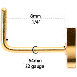 22G 5/16 Gold Tone Glass of Champagne L Shaped Nose Ring