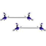 14G 5/8  Blue Spooky Halloween Witch Barbell Nipple Ring Set