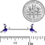 14G 5/8  Blue Spooky Halloween Witch Barbell Nipple Ring Set