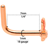 18G 5/16 Pink Rose Gold Tone Nerdy Easter Bunny L Shaped Nose Ring